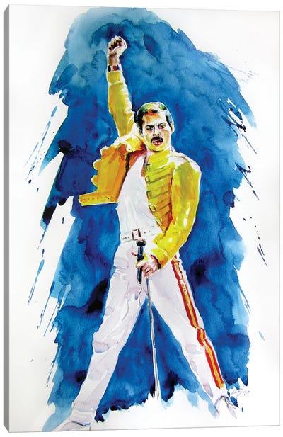 Freddie Mercury Canvas Art Print - Microphone Art