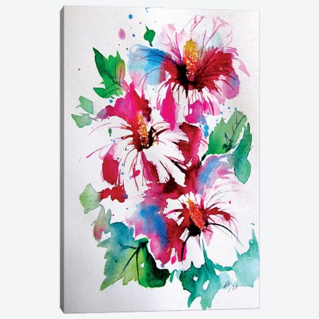 Three Florals Canvas Print #AKV428} by Anna Brigitta Kovacs Canvas Art