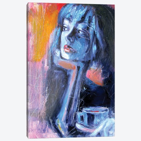 Girl With Coffee II Canvas Print #AKV429} by Anna Brigitta Kovacs Canvas Artwork