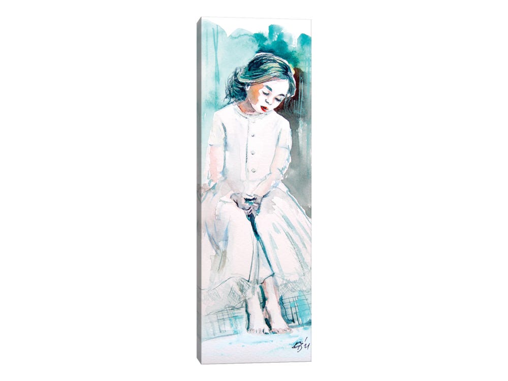 Girl In Sofa Canvas Print By Anna