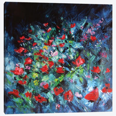 Poppies In The Garden Canvas Print #AKV448} by Anna Brigitta Kovacs Canvas Wall Art