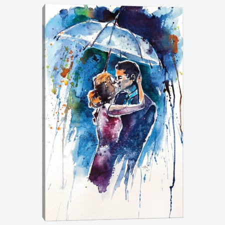Kiss In The Rain Canvas Print #AKV44} by Anna Brigitta Kovacs Canvas Print