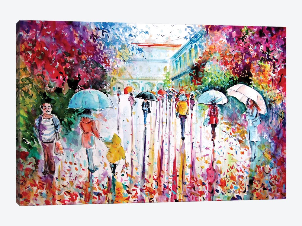 Colorful Fall In The City by Anna Brigitta Kovacs 1-piece Canvas Artwork