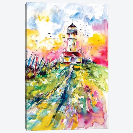 Lighthouse With Birds Canvas Print #AKV45} by Anna Brigitta Kovacs Canvas Print
