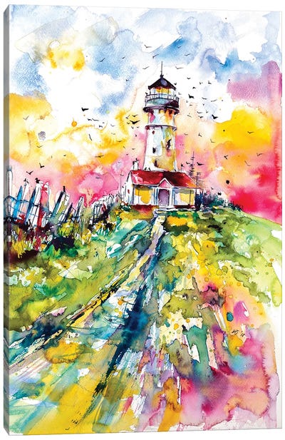 Lighthouse With Birds Canvas Art Print - Anna Brigitta Kovacs