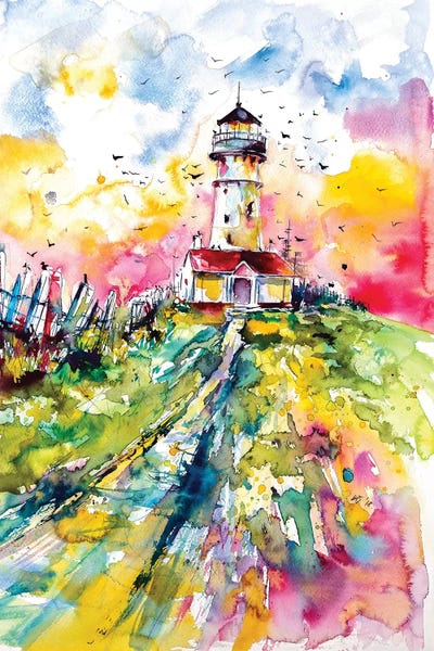Lighthouses: Lighthouse With Birds by Anna Brigitta Kovacs