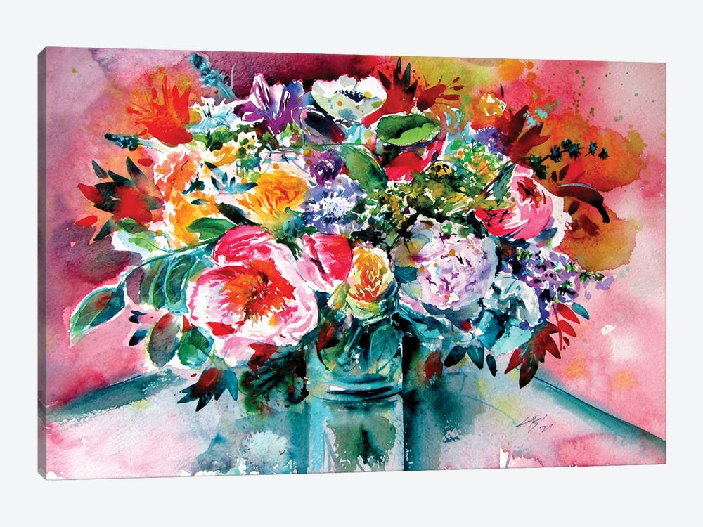 Still Life With Beautiful Flowers by Anna Brigitta Kovacs 1-piece Canvas Wall Art