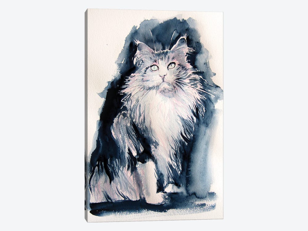 Sitting Cat by Anna Brigitta Kovacs 1-piece Canvas Art