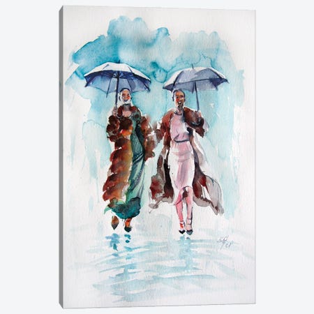 Girlfriends In The Rain Canvas Print #AKV468} by Anna Brigitta Kovacs Canvas Art