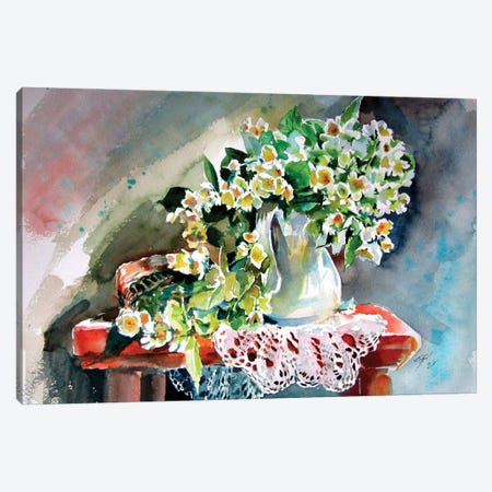 Still Life With Jasmine Canvas Print #AKV469} by Anna Brigitta Kovacs Canvas Wall Art