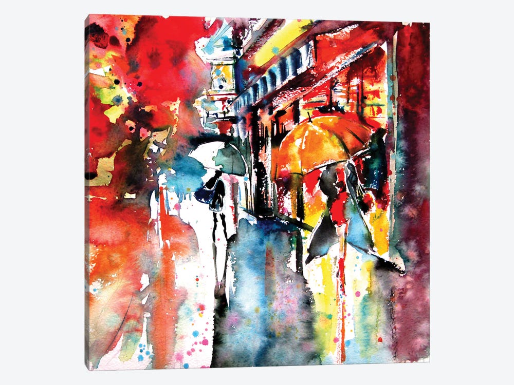 Umbrellas At Night by Anna Brigitta Kovacs 1-piece Art Print