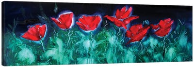 Red Poppies At Night Canvas Art Print - Anna Brigitta Kovacs