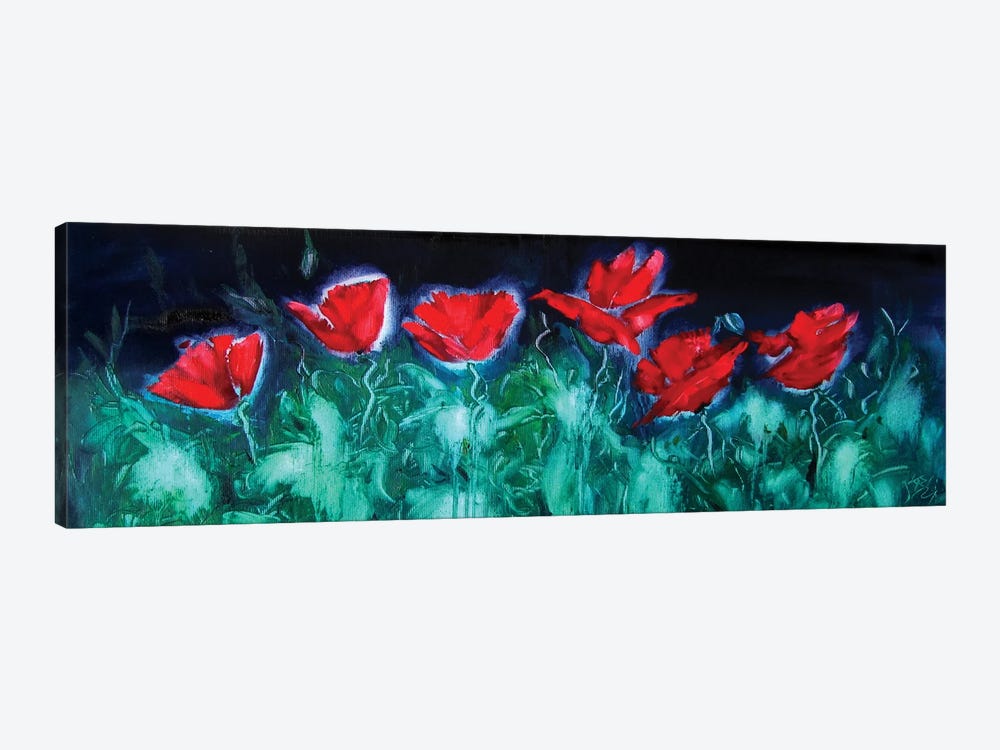 Red Poppies At Night by Anna Brigitta Kovacs 1-piece Canvas Art