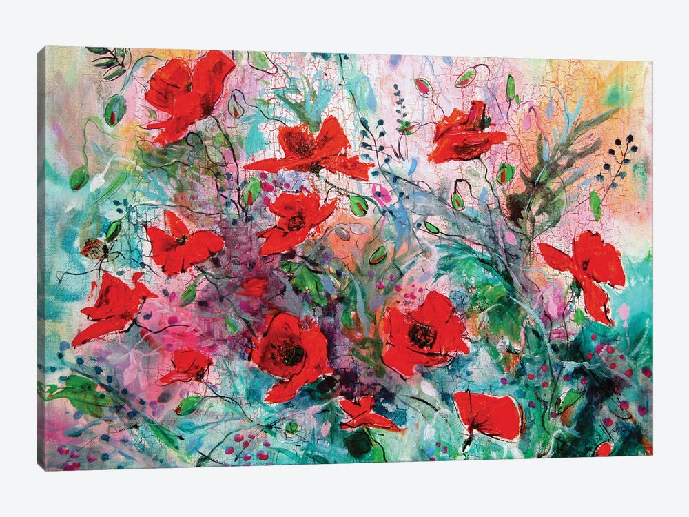 Poppies Field II by Anna Brigitta Kovacs 1-piece Canvas Artwork