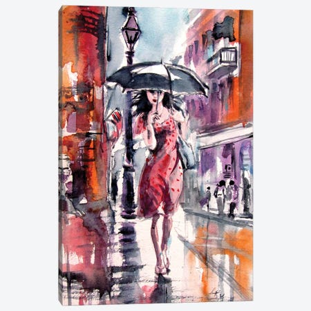 Pretty Girl With Umbrella Canvas Print #AKV490} by Anna Brigitta Kovacs Canvas Art Print