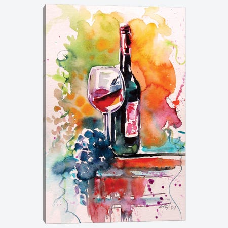 Wine And Grape Canvas Print #AKV491} by Anna Brigitta Kovacs Canvas Art Print
