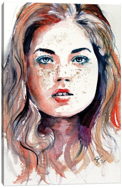 Beauty Freckled Girl Canvas Art Print - Anna Brigitta Kovacs
