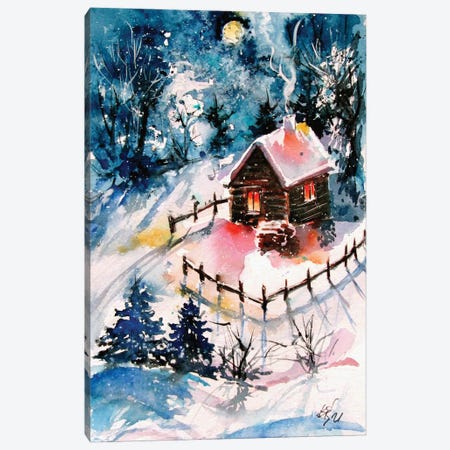 Winter Night In Deep Forest Canvas Print #AKV496} by Anna Brigitta Kovacs Canvas Artwork
