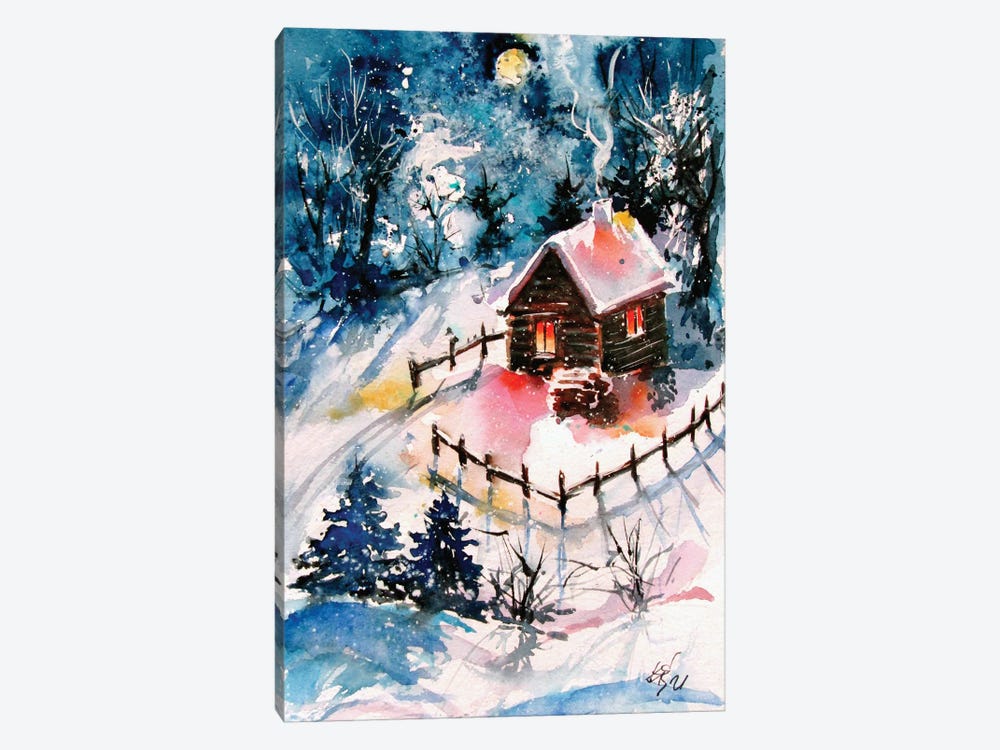 Winter Night In Deep Forest by Anna Brigitta Kovacs 1-piece Canvas Artwork