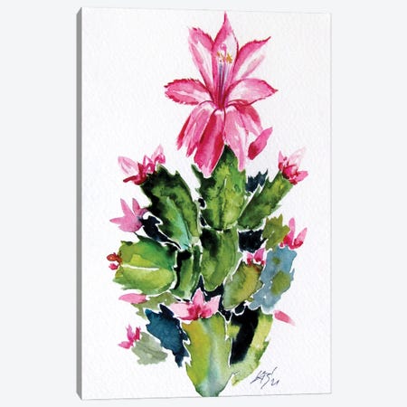 Christmas Cactus Canvas Print #AKV497} by Anna Brigitta Kovacs Canvas Artwork