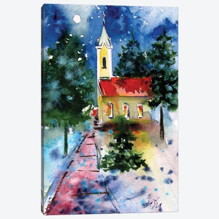 Church At Night Canvas Print #AKV498} by Anna Brigitta Kovacs Art Print