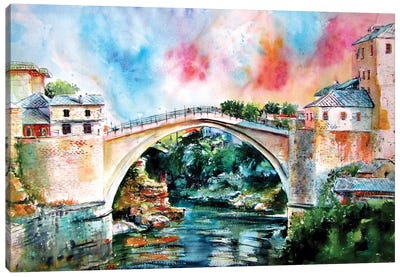 Mostar Bridge II Canvas Art Print - Anna Brigitta Kovacs
