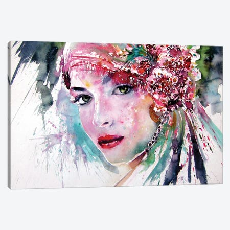 Beauty With Flowers Canvas Print #AKV509} by Anna Brigitta Kovacs Art Print