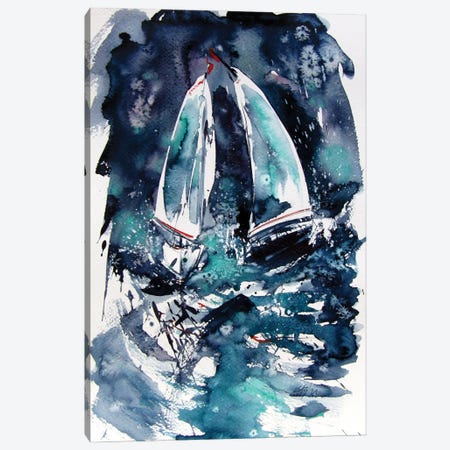 Sailboats At Storm Canvas Print #AKV513} by Anna Brigitta Kovacs Canvas Art