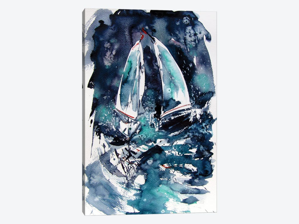 Sailboats At Storm by Anna Brigitta Kovacs 1-piece Canvas Art