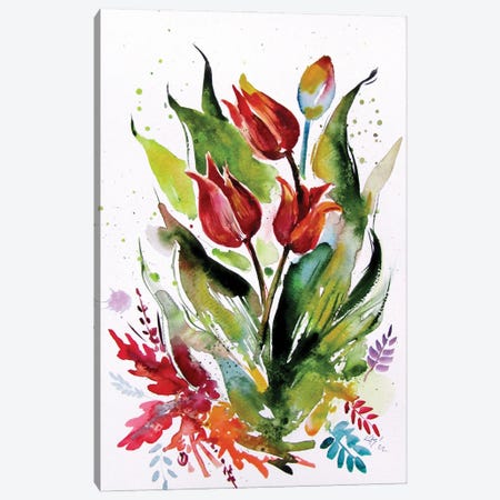 Tulips In Garden Canvas Print #AKV514} by Anna Brigitta Kovacs Canvas Art Print