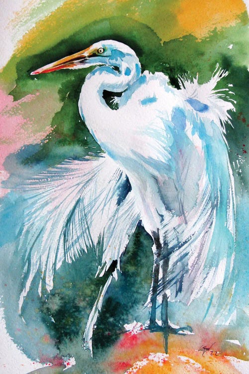 White Heron by Anna Brigitta Kovacs wall art
