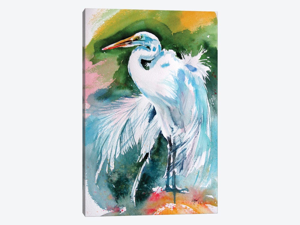 White Heron by Anna Brigitta Kovacs 1-piece Canvas Art Print