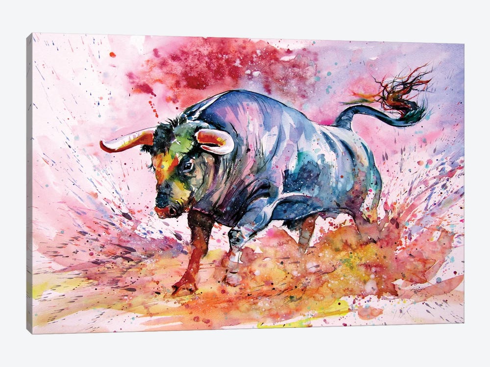 Running Bull II by Anna Brigitta Kovacs 1-piece Canvas Print