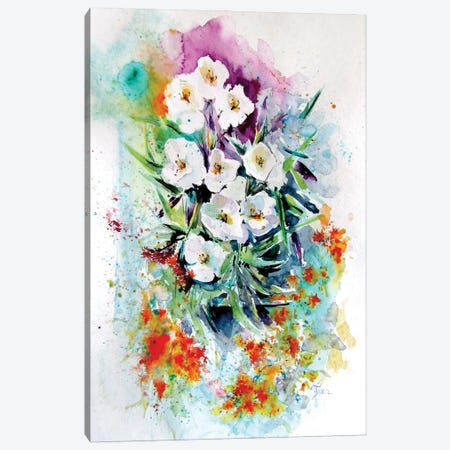 White Florals Canvas Print #AKV532} by Anna Brigitta Kovacs Canvas Wall Art