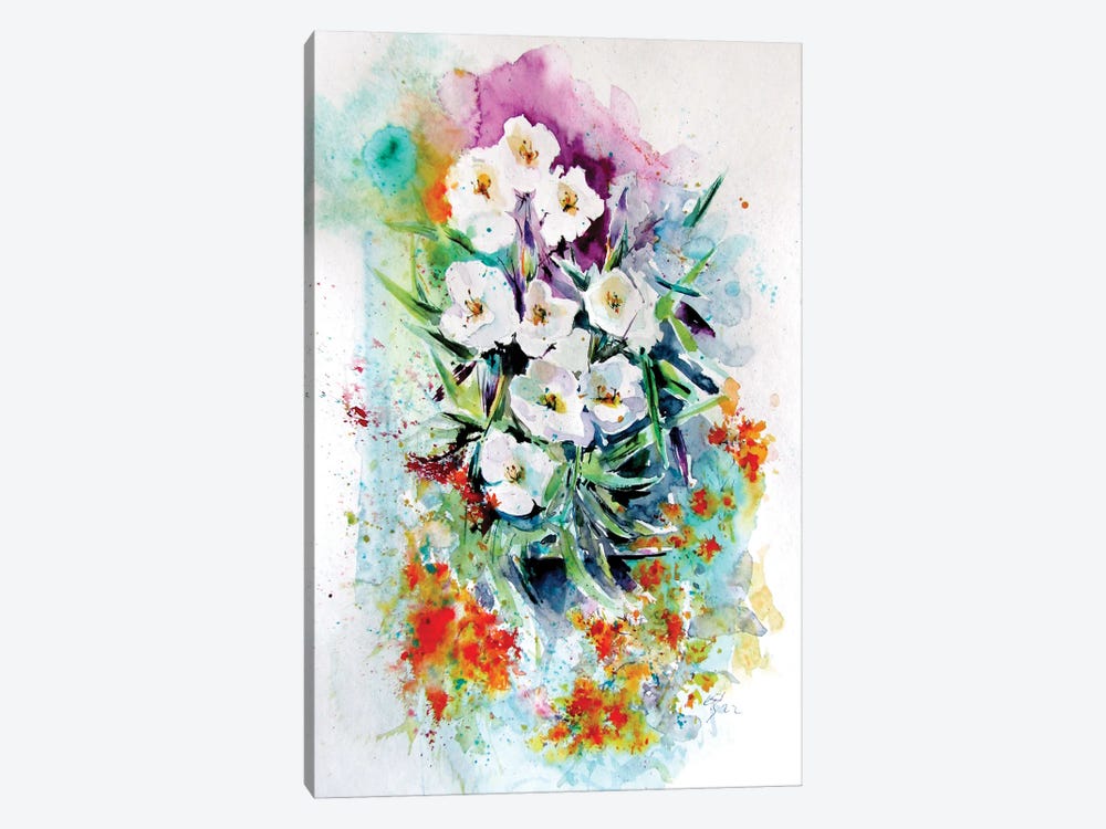 White Florals by Anna Brigitta Kovacs 1-piece Canvas Art Print