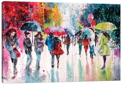 Umbrellas II Canvas Art Print - Rain Art