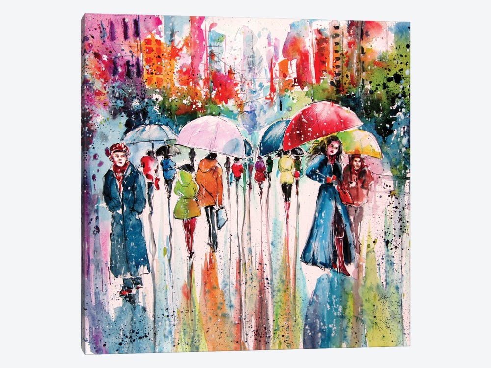 Umbrellas by Anna Brigitta Kovacs 1-piece Canvas Art
