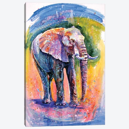 Elephant By The Water Canvas Print #AKV541} by Anna Brigitta Kovacs Canvas Print
