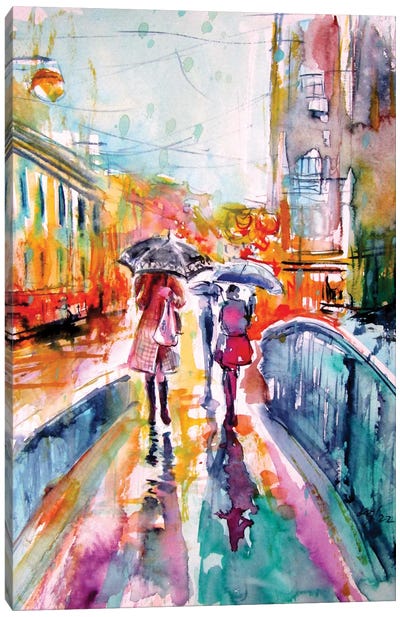 Rain In The City Canvas Art Print - Rain Art