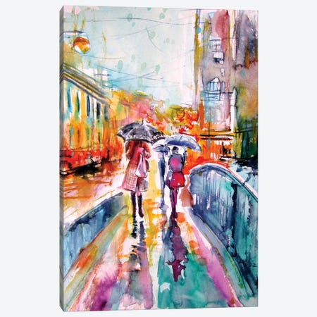 Rain In The City Canvas Print #AKV547} by Anna Brigitta Kovacs Canvas Art