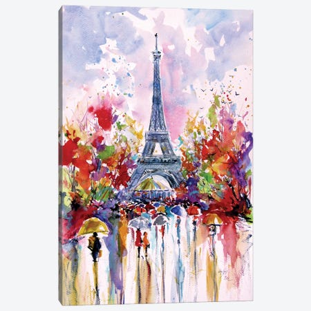 Eiffel Tower At Fall Canvas Print #AKV553} by Anna Brigitta Kovacs Canvas Wall Art