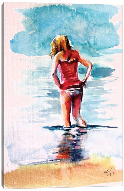 Girl In The Water Canvas Art Print - Anna Brigitta Kovacs