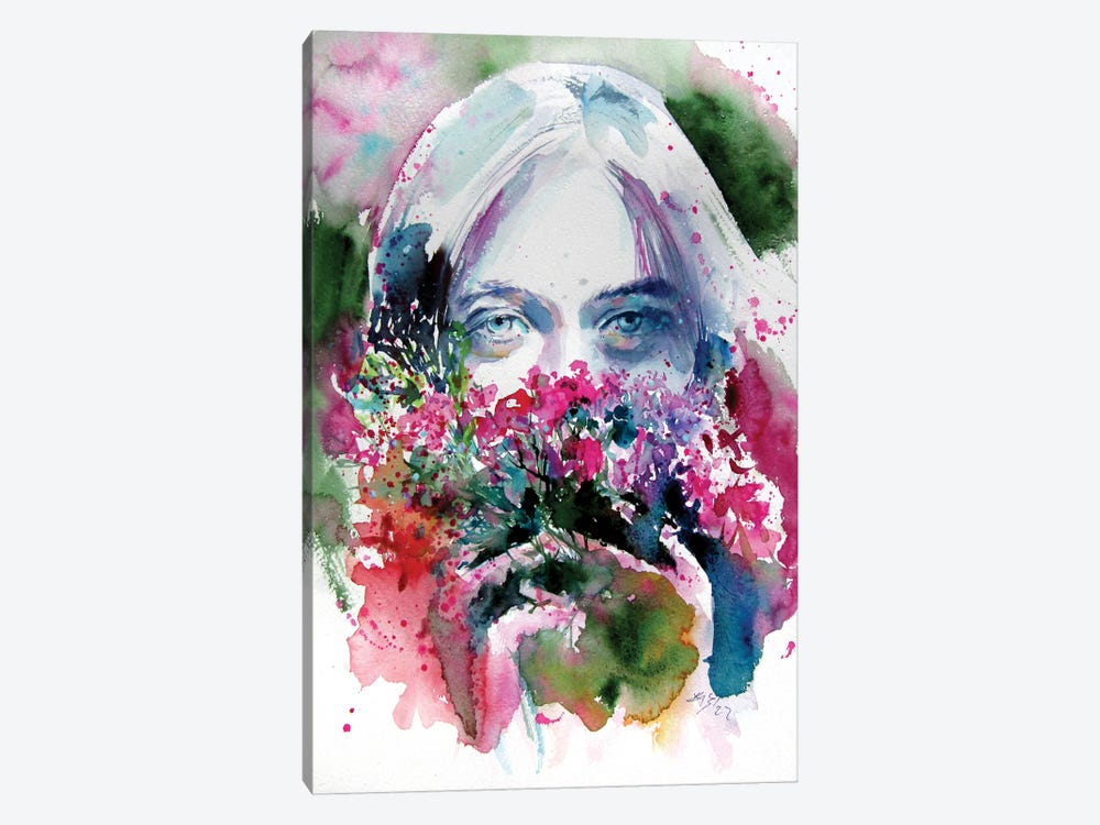 Beauty Girl With Flowers by Anna Brigitta Kovacs 1-piece Canvas Print
