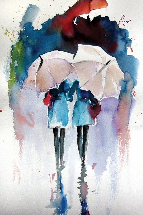 Girlfriends With Umbrellas