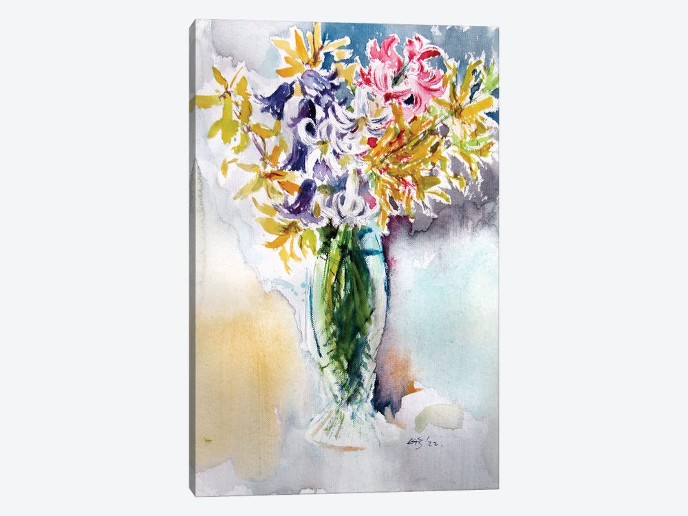 Still Life With Some Spring Flowers by Anna Brigitta Kovacs 1-piece Canvas Wall Art