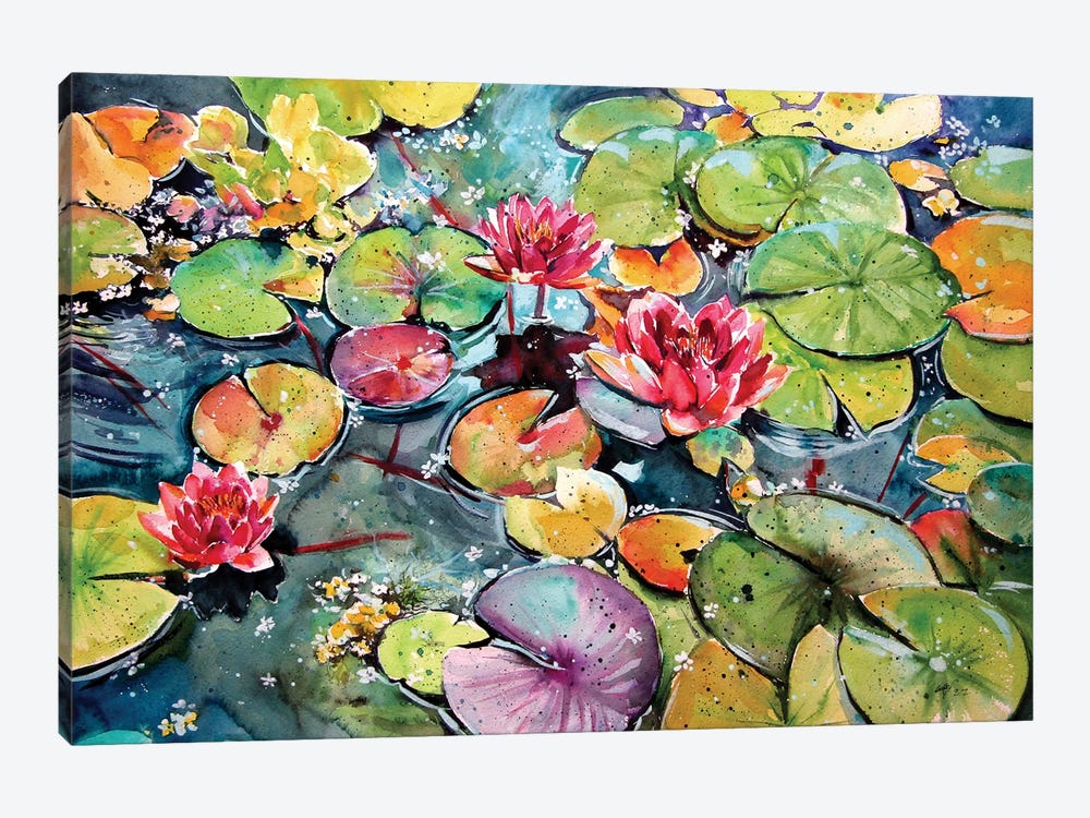 Colorful Water Lilies by Anna Brigitta Kovacs 1-piece Canvas Art
