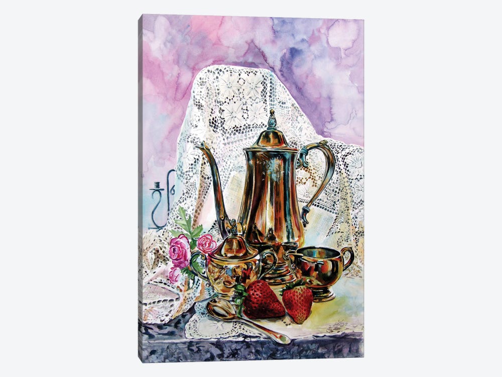 Still Life With Strawberries And Rose by Anna Brigitta Kovacs 1-piece Canvas Wall Art