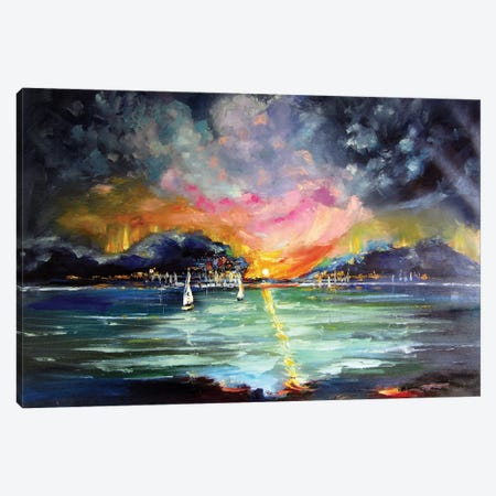 Port At Sunrise Canvas Print #AKV579} by Anna Brigitta Kovacs Canvas Artwork