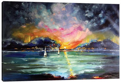 Port At Sunrise Canvas Art Print - Anna Brigitta Kovacs