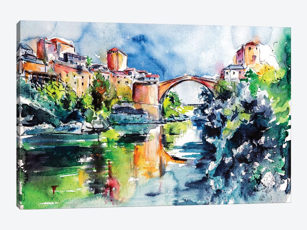Mostar Bridge by Anna Brigitta Kovacs 1-piece Canvas Artwork